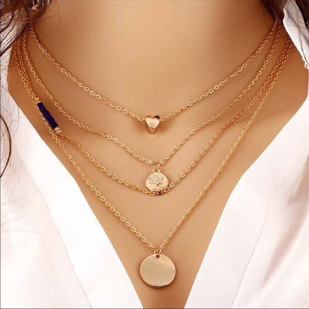 Bohemian multilayer geometric  choker necklace